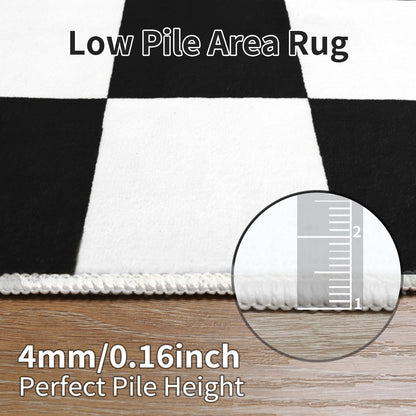 Terrug Black and White Checkered Rug for Living Room,5x7 Area Rugs Washable with Non Slip for Bedroom,Soft Low Pile Stain Resistance Retro Carpet for Dorm Kids Room