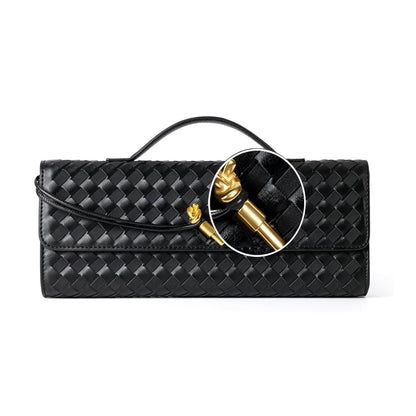 HRANRA Woven Clutch Purse for Women, Evening Handbags Crossbody Bag Purse Formal Evening Bag Clutch Bag Black Purse