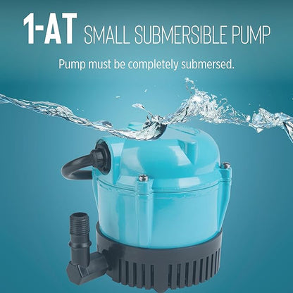 Little Giant 1-AT 115-Volt, 1/200 HP, 170 GPH Small Submersible Permanently Oiled Pump for Fountains, Water Displays and Air Conditioners, 10-Foot Cord, Blue, 500286