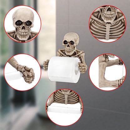 Sumnacon Skull Toilet Paper Holder, Resin Wall Mount Toilet Paper Roll Holder- Evil Skeleton Toilet Paper Holder Dispenser Wall Decoration for Halloween, Gothic, Ghost Festival