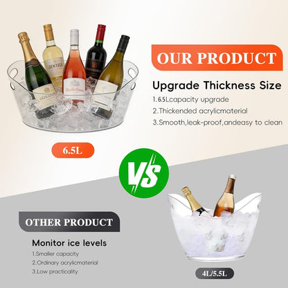 Yeatruojeet 2 PCS Ice Bucket for Parties, 6.5L Large Ice Bucket, 1.7 Gallon Champagne Bucket with 2 Scoops, Beverage Tub Mimosa Bar Supplies for Champagne, Beer, Cocktail