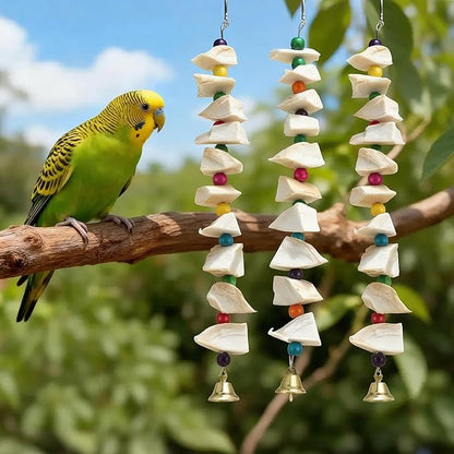 Bird Toys with Cuttlebone, Prevents Destructive Chewing, Grinding Stone for Bird, White, Colorful, 3 Pcs