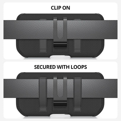 Stronden Magnetic Closure Holster for iPhone 17 Pro, 17e, 17, 16 Pro, 16, 16e, 15, 15 Pro, 14, 14 Pro, 13, 13 Pro, 12, 12 Pro - Military Grade Nylon Pouch with Metal Belt Clip & Loop (Fits Slim Case)