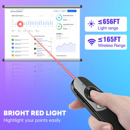 2 in 1 Type C USB Presentation Clicker Red Light, Wireless Presenter Remote PPT Clicker for Computer Presentations, Slide Advancer for Mac Laptop