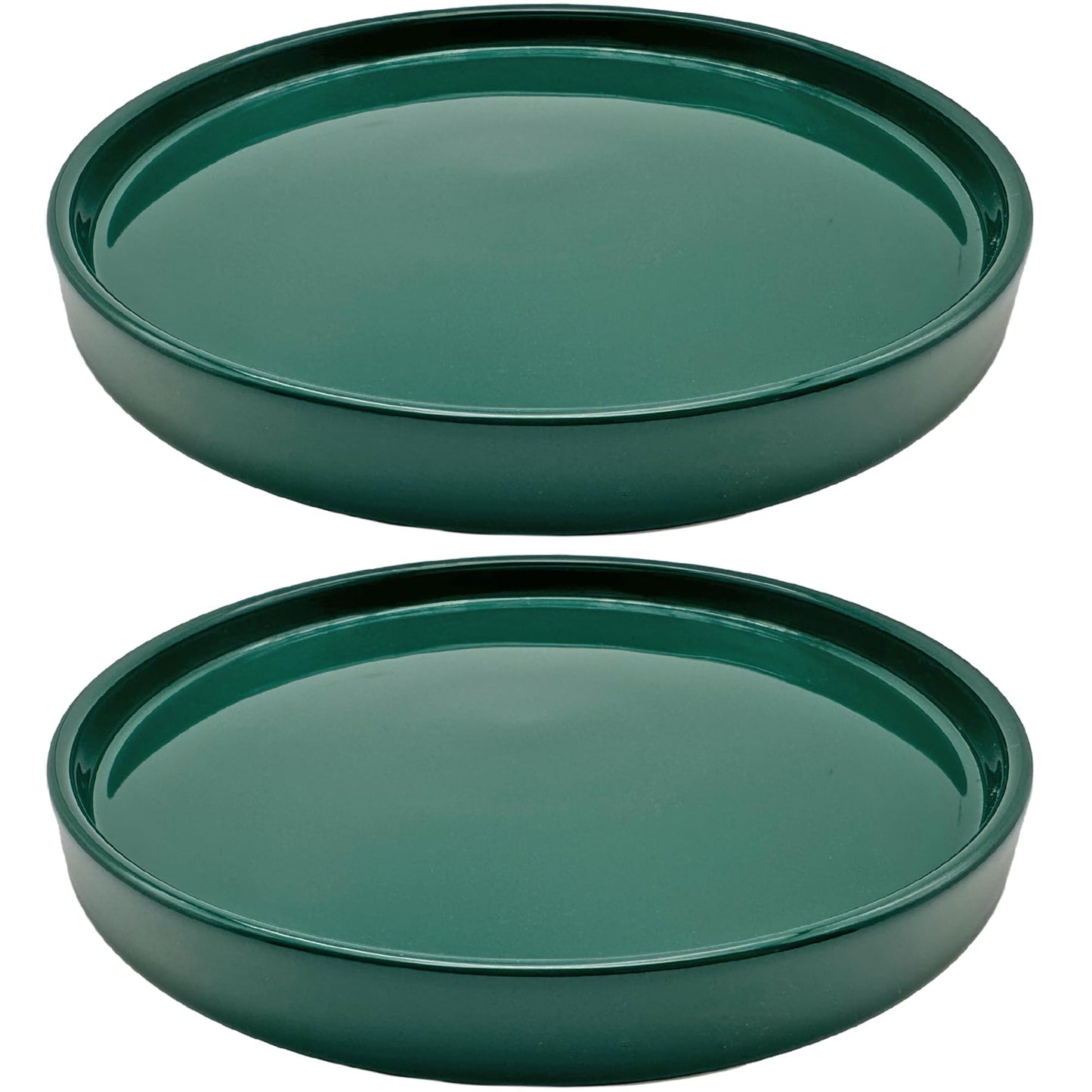 2 Pack Ceramic Plant Saucer Pot Tray 6 Inch, Planter Saucers 4 5 6 7 8 9 10 11 12 13 Inch for Indoors Outdoor, Durable Sturdy Flower Drainage drip Water Tray for Glazed Pots Base (6.4 Inch-Green)