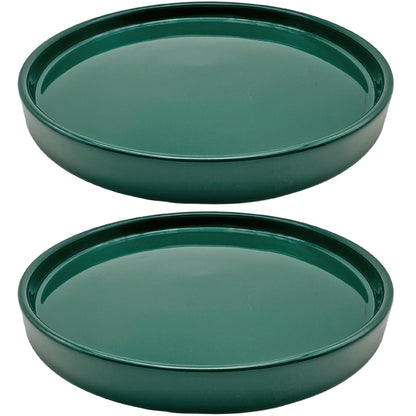 2 Pack Ceramic Plant Saucer Pot Tray 6 Inch, Planter Saucers 4 5 6 7 8 9 10 11 12 13 Inch for Indoors Outdoor, Durable Sturdy Flower Drainage drip Water Tray for Glazed Pots Base (6.4 Inch-Green)