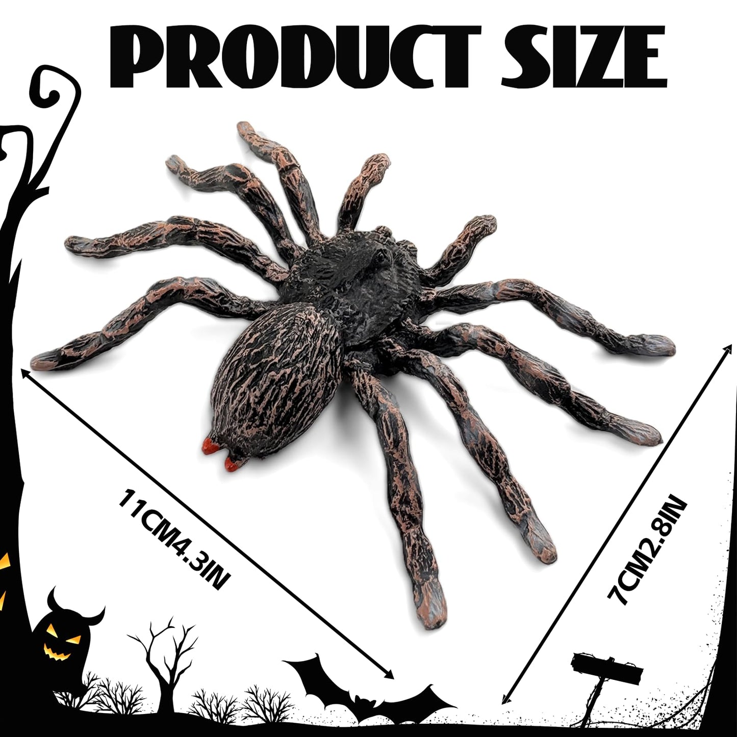 Lukinuo Realistic Fake Spiders 2pcs Plastic Spider Figures Tarantula Toys Figurines Spider Cake Toppers Halloween Prank Props Party Decoration