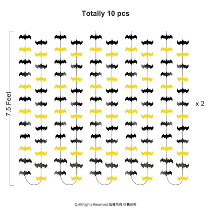 Cheerland Bat Birthday Decorations Black and Yellow Super Hero Birthday Party Supplies Bat Themed Streamers Photo Backdrop Hanging Paper Comic Book Superhero Garland Kids Party Supplies Decor 10 Pcs