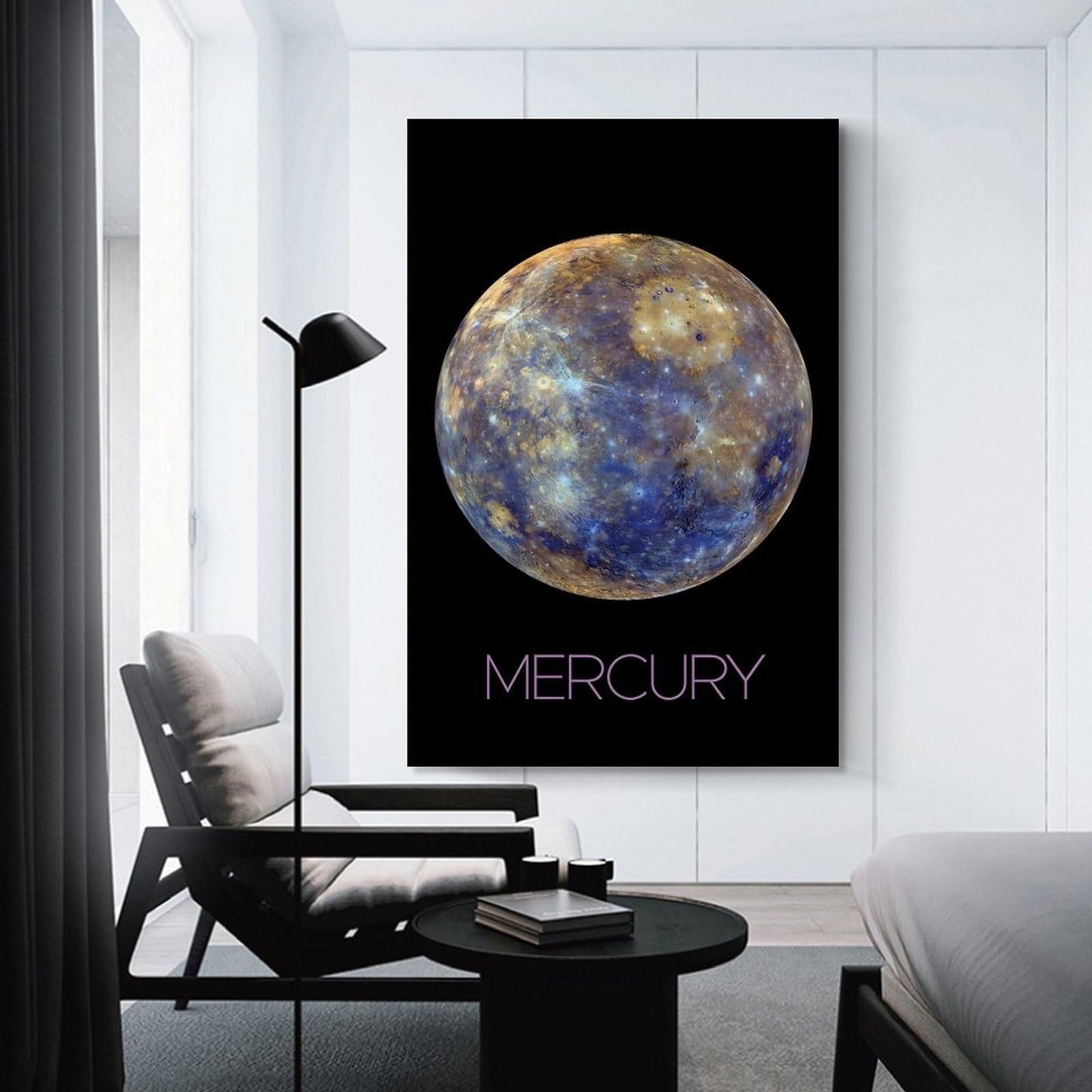 XIAOLOUTINYU Solar System Canvas Wall Art - Mercury Planet Space Poster for Kids Room Bedroom Classroom, STEM Educational Astronomy Decor, Science Gift for Boys Girls Teens, 12x18 Inch Unframed