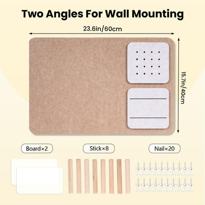 Wall Organizer Bulletin Board with Shelves and Key Holder, 2-in-1 Felt Pin Board for Photos, Notes, Keys and Small Accessories, Memo Board for Home Office Dorm, Khaki & Light Camel, 15.7"x23.6"