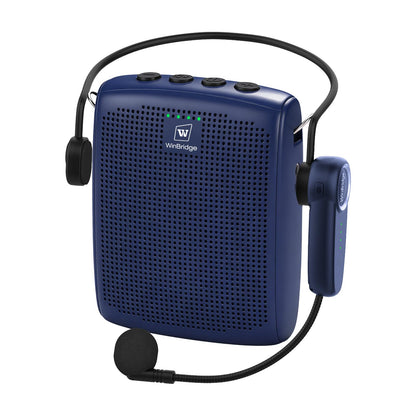 WinBridge Wireless Voice Amplifier - 15W Bluetooth PA System for Teaching, Tour Guiding, Business Meetings, Conference Training, 12-15H Battery, Portable Microphone with Speaker Sound System Blue