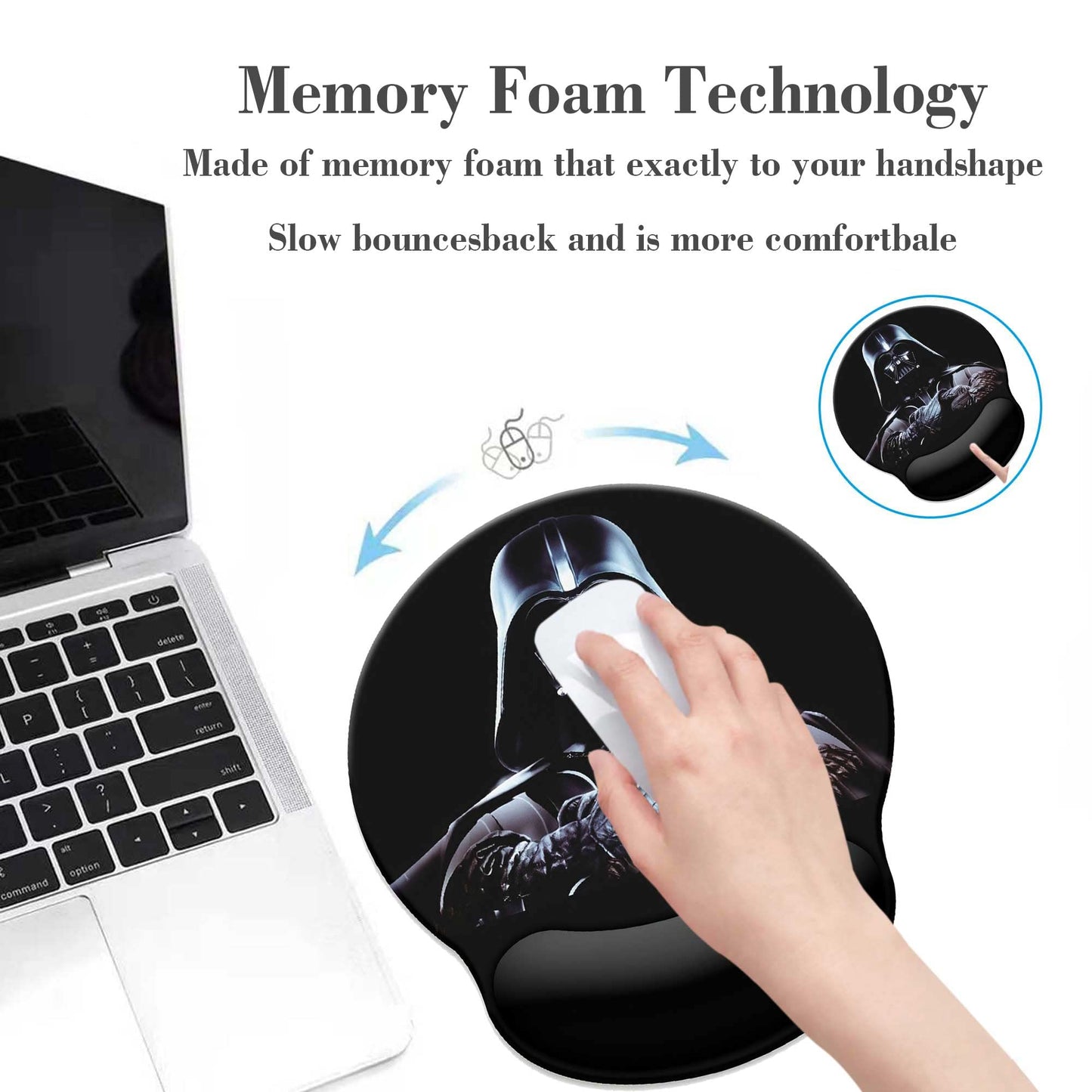 Black Mouse Pad with Wrist Rest,Non-Slip Rubber Base for Comfortable Gaming Mousepad - Ergonomic Mouse Pads with Wrist Support Suitable for Laptop Desktop and Work, Office Desk Accessory