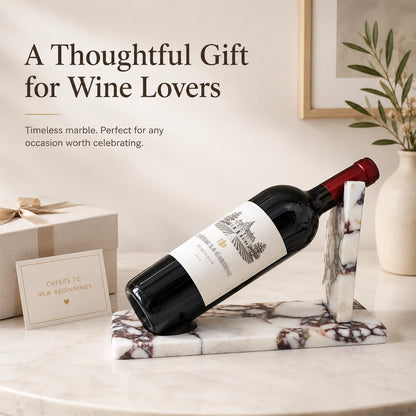 Artisanal Abode Marble Wine Holder, Single Bottle Tabletop Rack