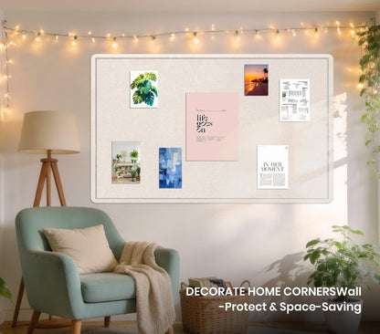 Large Bulletin Board, 48 X 36 inches Felt Board Notice Pin Board, 4' x 3'Cork Board Alternative for Wall, Self-Adhesive Vision Board Mood Board Foldable Photo Board with 30 Pushpin (Oatmeal)
