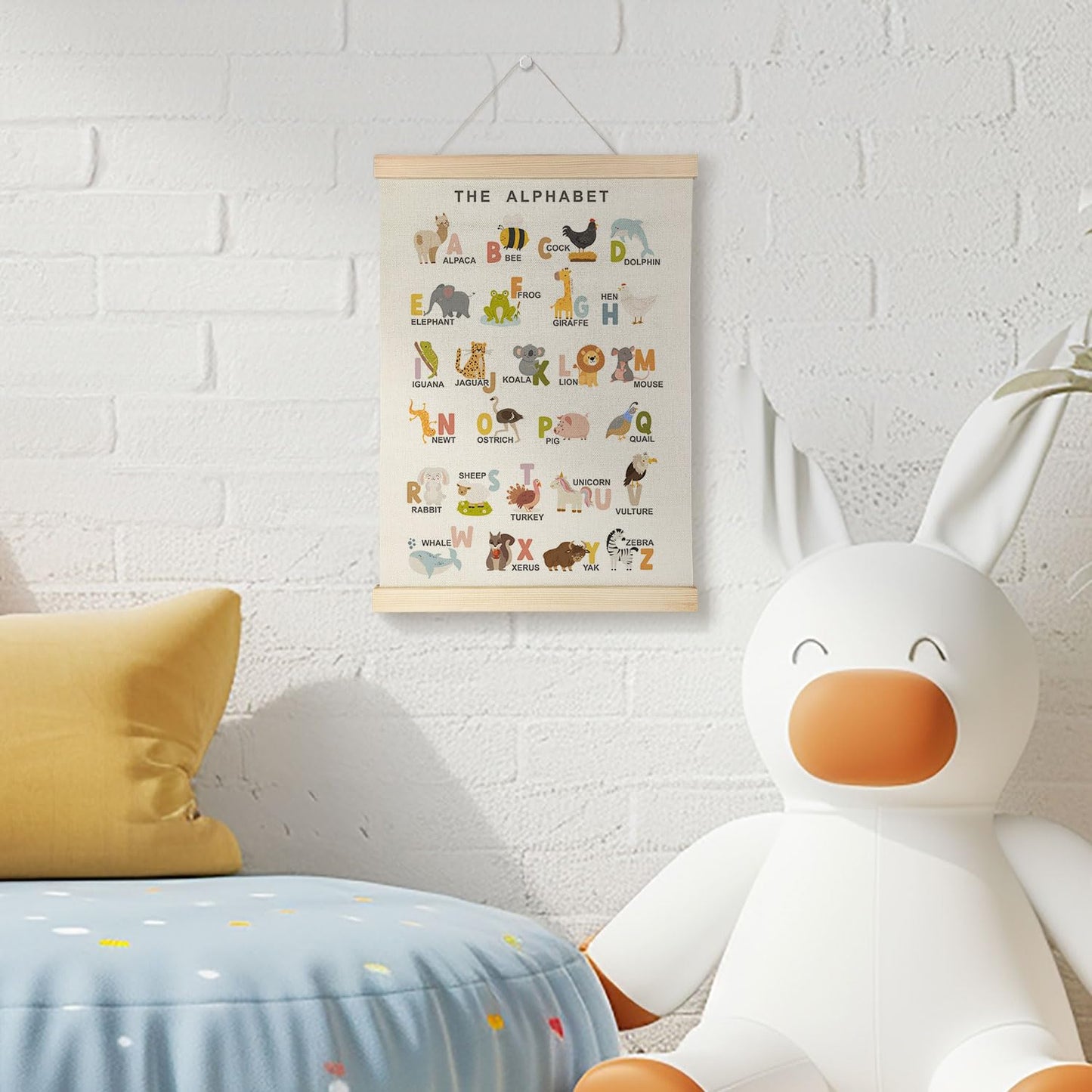 Nrleey Animal Alphabet Toddler Room Wall Art Poster Hanger, Animal Nursery Decor, ABCs Educational Posters Wall Decor for Kids Room Nursery Playroom Classroom Home, 12x16 Inch