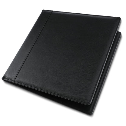 LemonSecret Leather Checkbook Cover 9 1/2 x 9 Inch Business Checkbook Binder 3-On-A-Page Black Executive Check Binder for Business Personal Banking