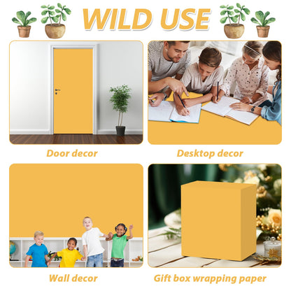 Golden Sun Yellow Bulletin Board Paper Roll Yellow Bulletin Board Background Paper Back to School Classroom Decor Poster for Art Craft DIY Projects Home Office Classroom Party Supplies 17.7in x 20ft