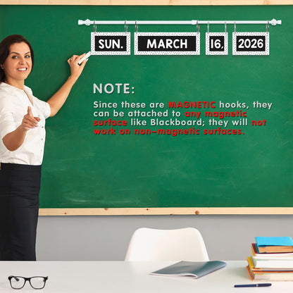 Magnetic Black and White Flip Calendar Bulletin Board Set, 60 Calendar Cards with Adjustable Magnetic Rod, Polka Dot Classroom Calendar Date Cards Set for Class Whiteboard Decor Back to School Teacher Supplies