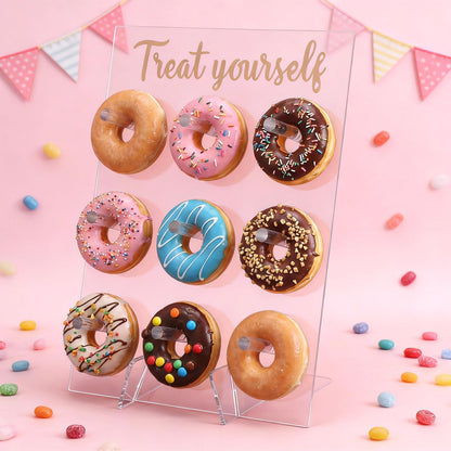 Meyeyaia 2 Pack Donut Wall Display Stand for Dessert Table, Clear Acrylic Donut Board Display Holder Wall Stand for Wedding Birthday Holiday Party Bridal Baby Shower Decorations, 13.78 x 9.84 Inch