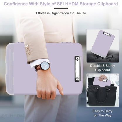 SFLHHDM Purple Clipboard, Clip Board 8.5x11, Teacher Clipboards with Storage, Plastic Clipboard with Pen Holder, Clipboards Storage for Women Teachers Work, School & Office Supplies