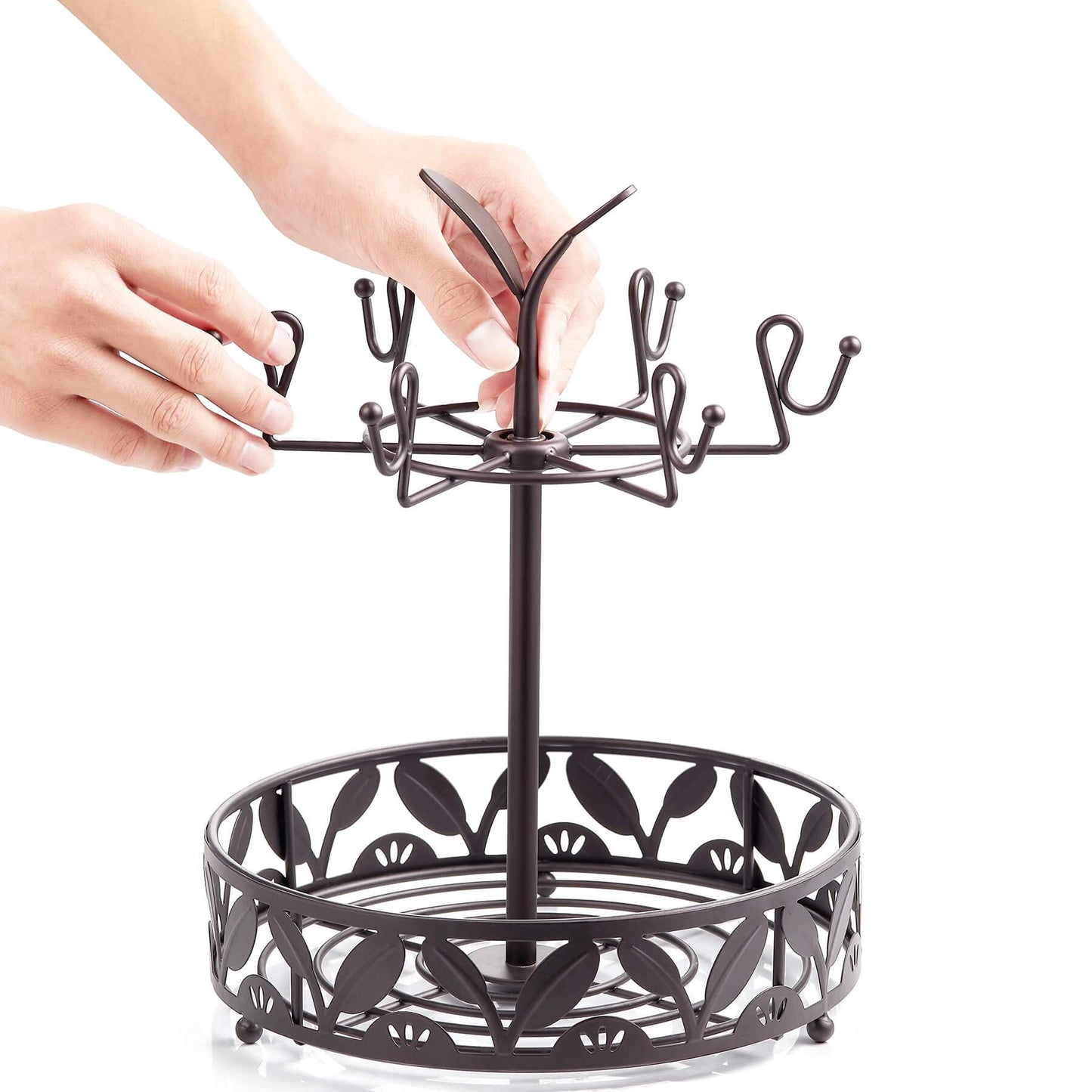 ALLCENER Mug Tree Countertop, Rotatable Mug Holder Stand with 6 Hooks for Coffee Bar Counter Cabinets and Kitchen Organizer