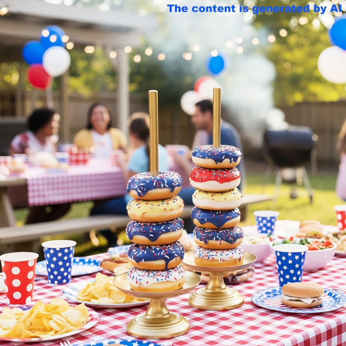 WOPARTY Donut Stand Metal 2 Pack,Display Tower for Dessert Table, Doughnut Holder for Birthday, Wedding, Baby Shower, Bridal Showers,Christmas, Party Supplies (Gold)