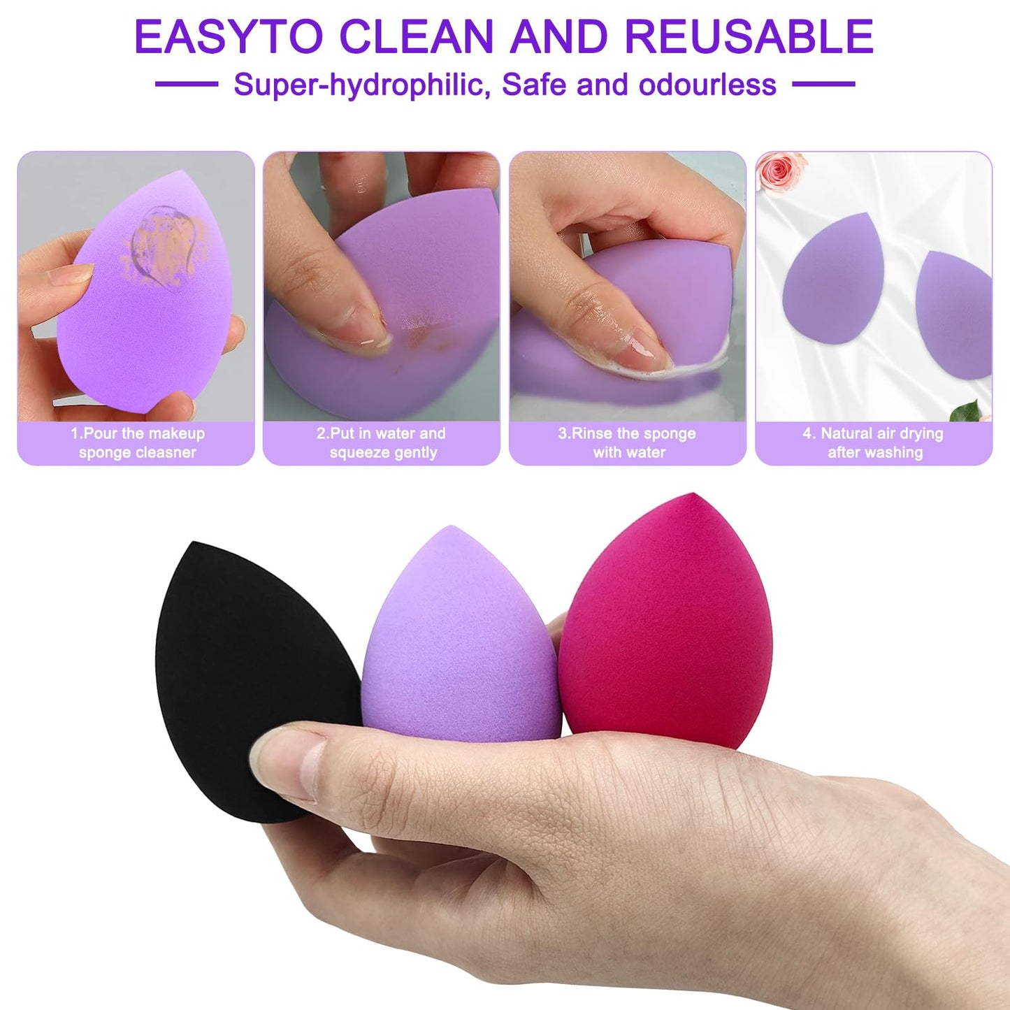 6+6 Professional Makeup Sponge Set,2.76 inch Portable Soft Sponge Setting Face Puffs,Multicolor Makeup Blending Sponge Cosmetic Applicator for Loose Powder,Liquid,Facial Makeup Tools（Pink)