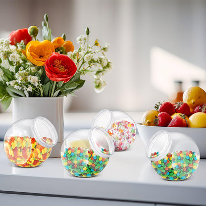 Willinglong 4 Pcs 60 oz Plastic Candy Jar with Lid for Candy Buffet Large Storage Jar Clear Food Storage Canisters Kitchen Countertop Container for Cookies Snacks Indoor Outdoor