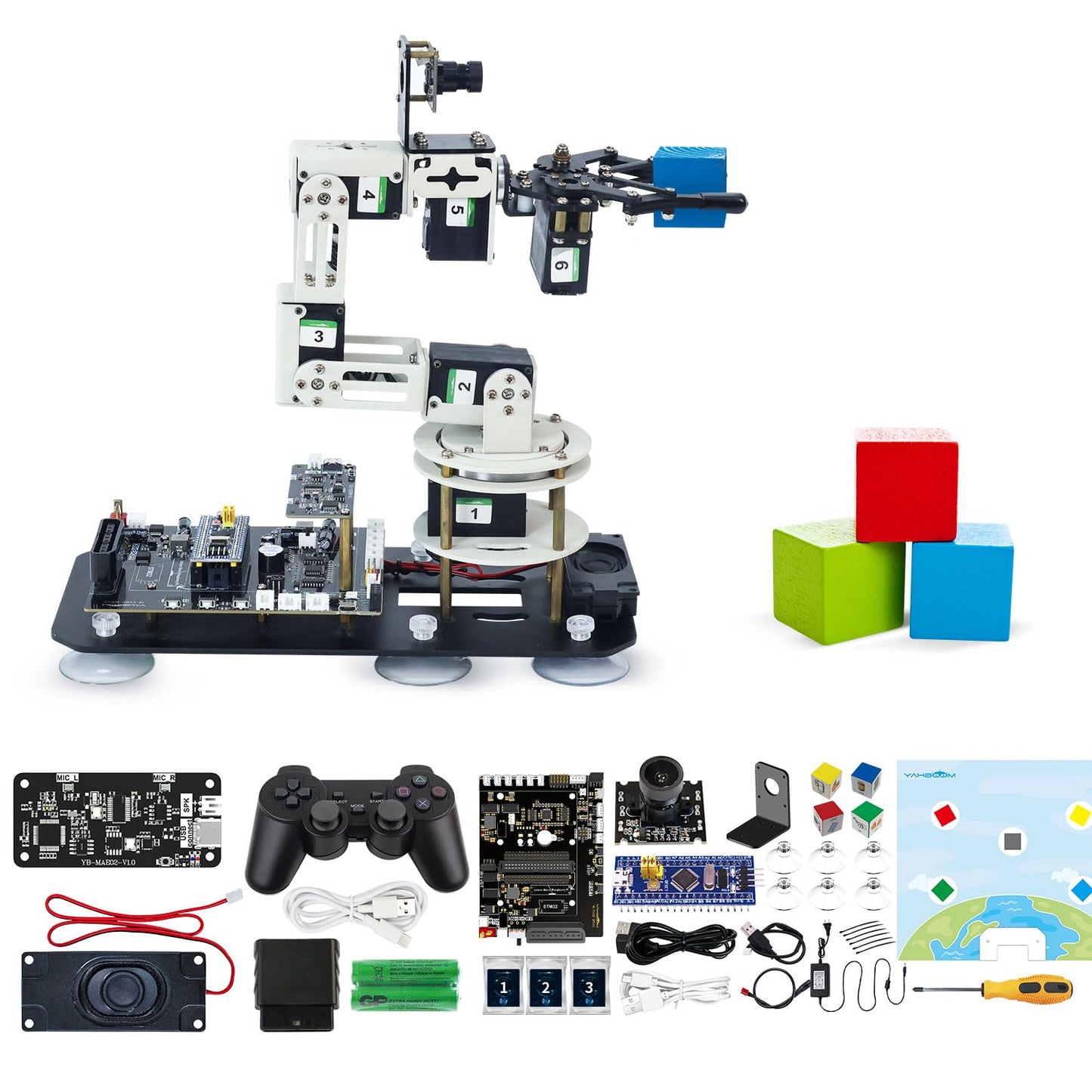 Yahboom ROS2 6DOF Robotic Arm Embodied Intelligence, 3D Spatial Recognition, Virtual Machine PC Control, AI Large Model Voice Module