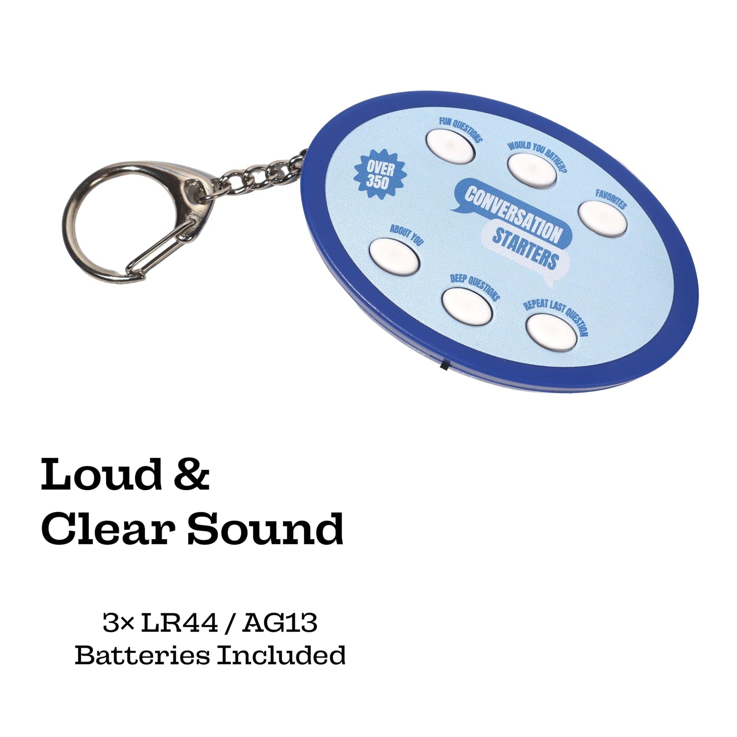 350+ Electronic Conversation Starters Keychain - Audio Ice Breaker Game with 350+ Questions - 5 Categories: Fun, Would You Rather, Deep Questions - Portable Family Conversation Cards & Table Topics
