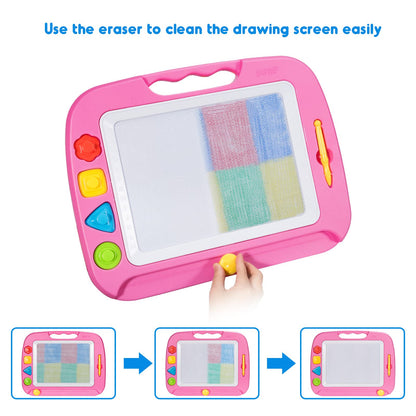SGILE Toddler Toys for Kids, Large Magnetic Drawing Board for Birthday Gift, Toys for 1 2 3 4 Year Old Girls Boys, Etch & Sketch Pad with 4 Stamps, Learning and Educational, 16 ×13 in, Pink