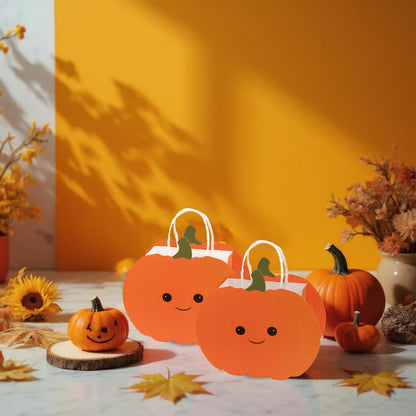 Cheerland Pumpkin Gift Bag Fall Party Favor Bags Cute Friendsgiving Goodie Treat Bag for Kids Birthday Baby Shower Autumn Theme Festival Harvest Thanksgiving Party Classroom Celebration Supplies 8pcs