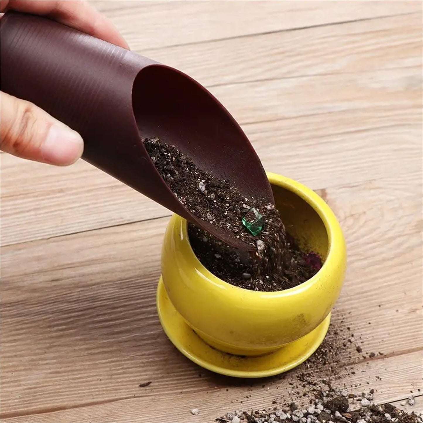 Bonsai Soil Scoop 6PC Plastic Soil Shovel Cup for Garden Spade Cultivation Bucket Potted Bonsai Fleshy Plant Mini Home Gardening Tools(White)