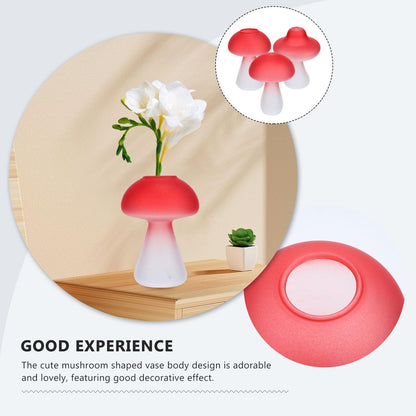 Garneck 3pcs Glass Mushroom Terrarium Vases Hydroponic Decorative Flower Vases for Home Desktop Plant Propagation Red Glass Ornament
