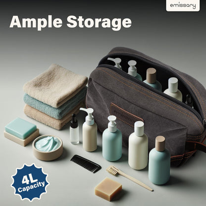 emissary Toiletry Bag for Men, Canvas Travel Toiletry Bag Men's Dopp Kit, Water-resistant Bathroom Bag Mens Shaving Kit, Travel Kit Small Bags, Shaving Bag, Toiletry Bags