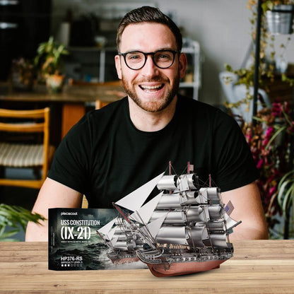 Piececool 3D Metal Puzzles, USS Constitution Sailing Boat Models for Adults Sailing Frigate Warship Sailboat Ship Model Building Kits Hobby Crafts for Adults Creative Gift Ideas Birthday Christmas