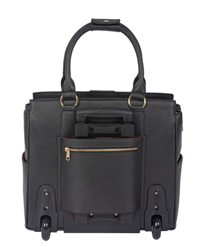 JKM & Company Executive Black Computer iPad, Laptop Tablet Rolling Tote Bag Briefcase Carryall Bag