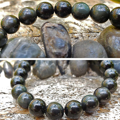 chengmu 8mm Rainbow Eye Obsidian Stretch Bracelet Round Stone Beads Semi Gemstone for Crystal Elastic Bracelet 7.5"