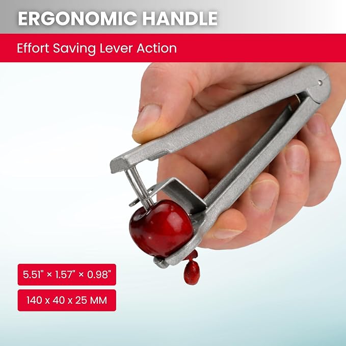 Westmark Cherry Pitter Tool “Kernex” - Heavy-Duty Cast Aluminum Pit Remover & Olive Pitter, German Ergonomic Seed Remover