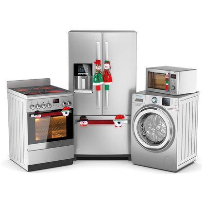 Boao Christmas Refrigerator Door Handle Cover Santa Snowman Kitchen Appliance Handle Covers Decorations for Fridge Microwave Oven Dishwasher Christmas Handle Protector (Elegant Style)