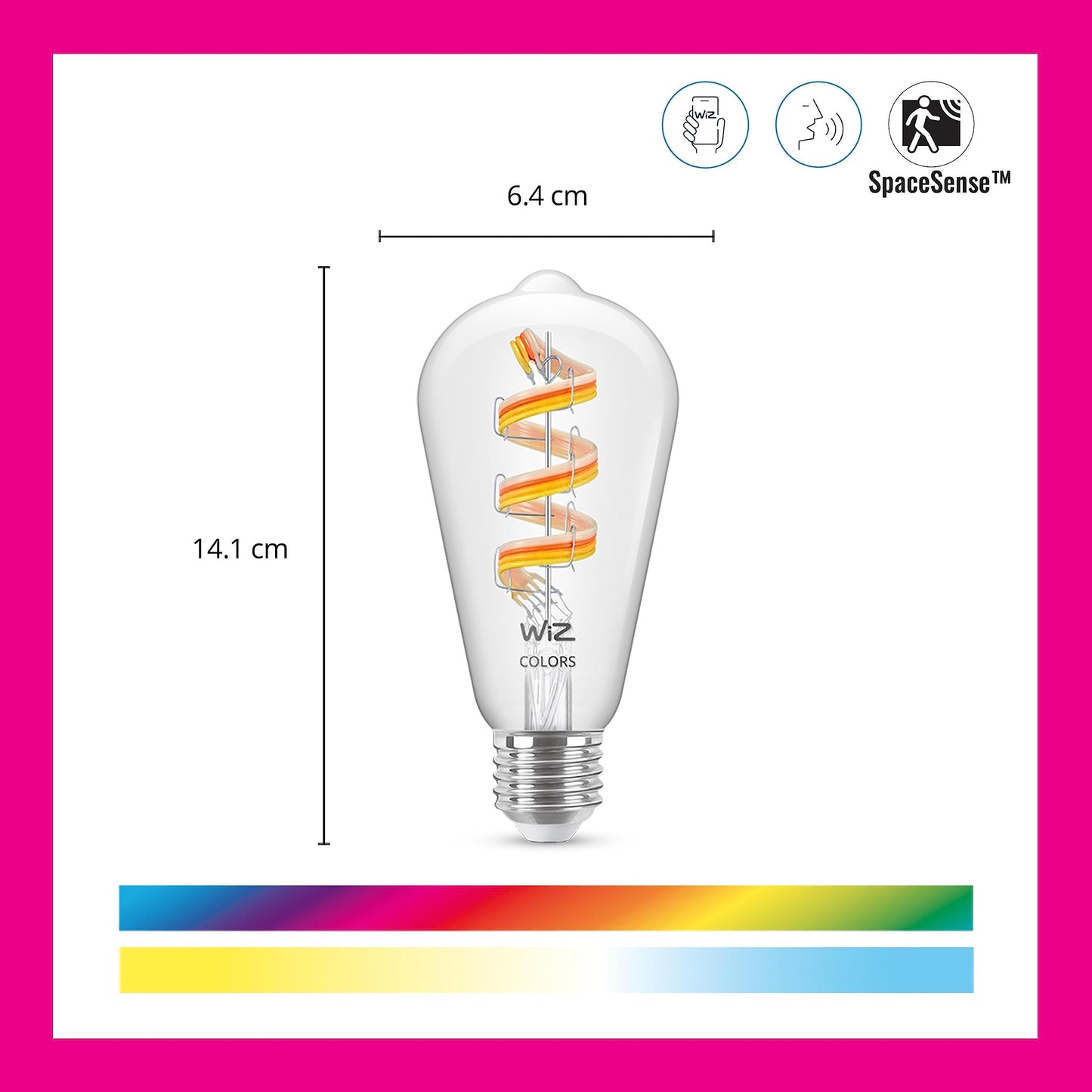 WiZ Clear 60W ST19 Tunable White Filament LED Smart Bulb - Pack of 6 - E26- Indoor - Connects to Your Existing Wi-Fi - Control with Voice or App + Activate with Motion - Matter Compatible