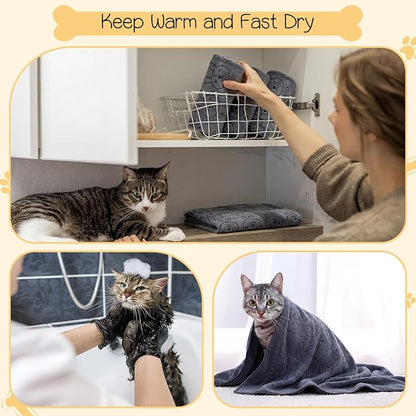 Irenare 12 Pcs Microfiber Dog Towels for Drying Dogs Cats, 20 x 40 Inch, Quick Drying Absorbent Pet Puppy Towels for Small Puppy Dog Cat Kitten Pet, Grooming Bathing Shower Travel Supplies(Gray)