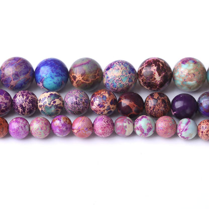 32PCS 12MM Natural Galaxy Sea Sediment Jasper Stone Beads Energy Healing Beads for DIY Jewelry Bracelet Necklace Making for Jewelry Making15Inch