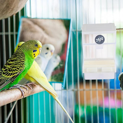 HANABASS Automatic Hanging Bird Feeder with Anti-Spill Feeding Tray Acrylic Seed Feeder for Outdoor Garden Birds and Parrots