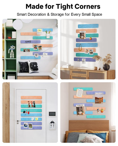 Small Cork Bulletin Board Tiles, Felt Wall Decor and Office Desk Accessories for Vision, Message Center, Picture and Prayer Board, Dorm, Room, Home Office Essentials and Organization(Coastal Haze)