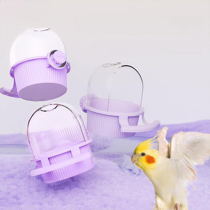 No Mess Bird Feeder for Cage, Parakeet Feeder with Easy Refill Top Hole, Semi Enclosed Dome Design for Food or Water, Prevents Seed Scatter, PC+ABS, Purple (6.5 x 4.9 x 5.4 in)