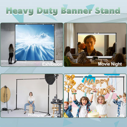 GLOSHOOTING Banner Stand Backdrop, 10 x 10 Ft Heavy Duty Back Drop Adjustable Step and Repeat Background Frame for Parties Photography Photo Booth Wedding Trade Show Exhibition with Carrying Case
