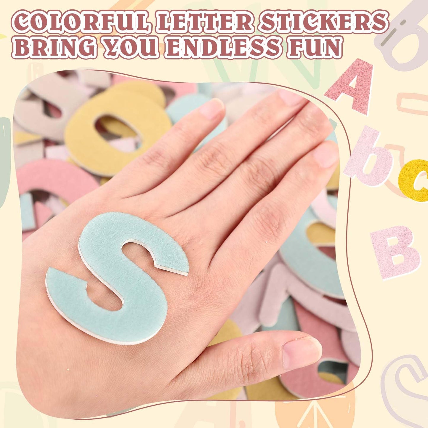 Breling 310 Pieces Felt Letter Bulletin Board Letters Sticker with Number 2" Bulk Self Adhesive ABC Upper Lowercase Sticky Letter for Xmas Gift Bulletin Board Classroom(Boho Color)