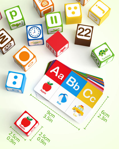 Coogam Magnetic Alphabet Blocks for Learning Numbers, Letters, Shapes, Magnet Construction Game & Toddlers Building Cube, Educational Stem Montessori Sensory Toy Gift for 3 4 5 Year Old