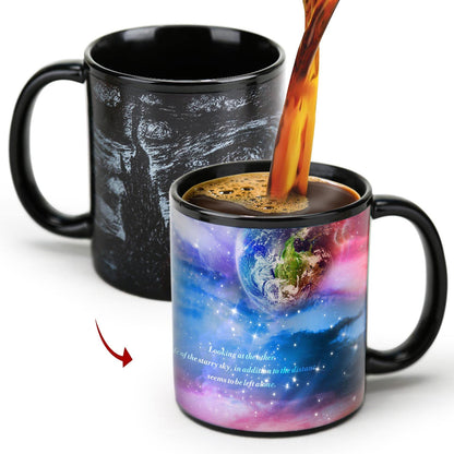 MUGKISS Color Changing Mug 12oz, Ceramic Heated Coffee Mug of Novelty Style, Gift for Family, Friends and Lover (Star Crossing B)
